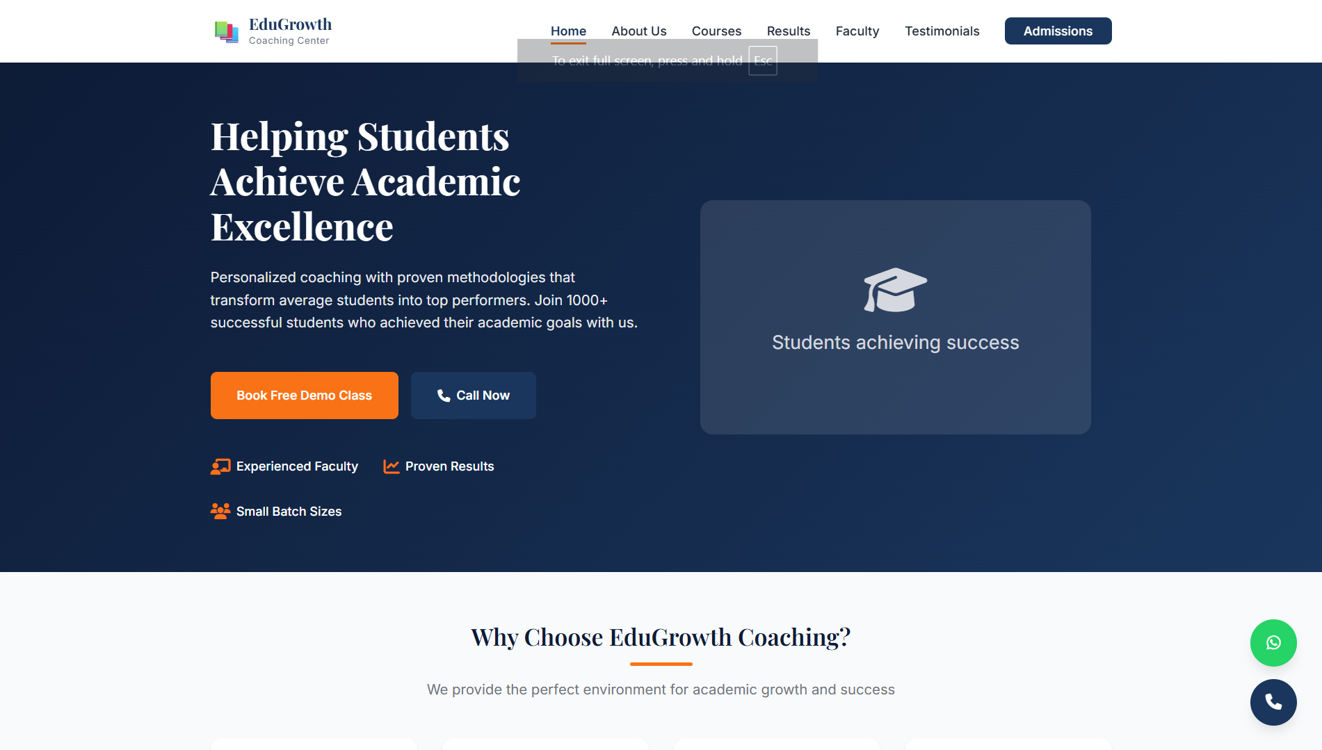 EduGrowth coaching website preview