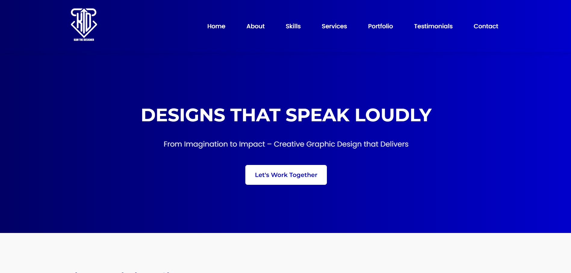 Kam The Designer portfolio website preview